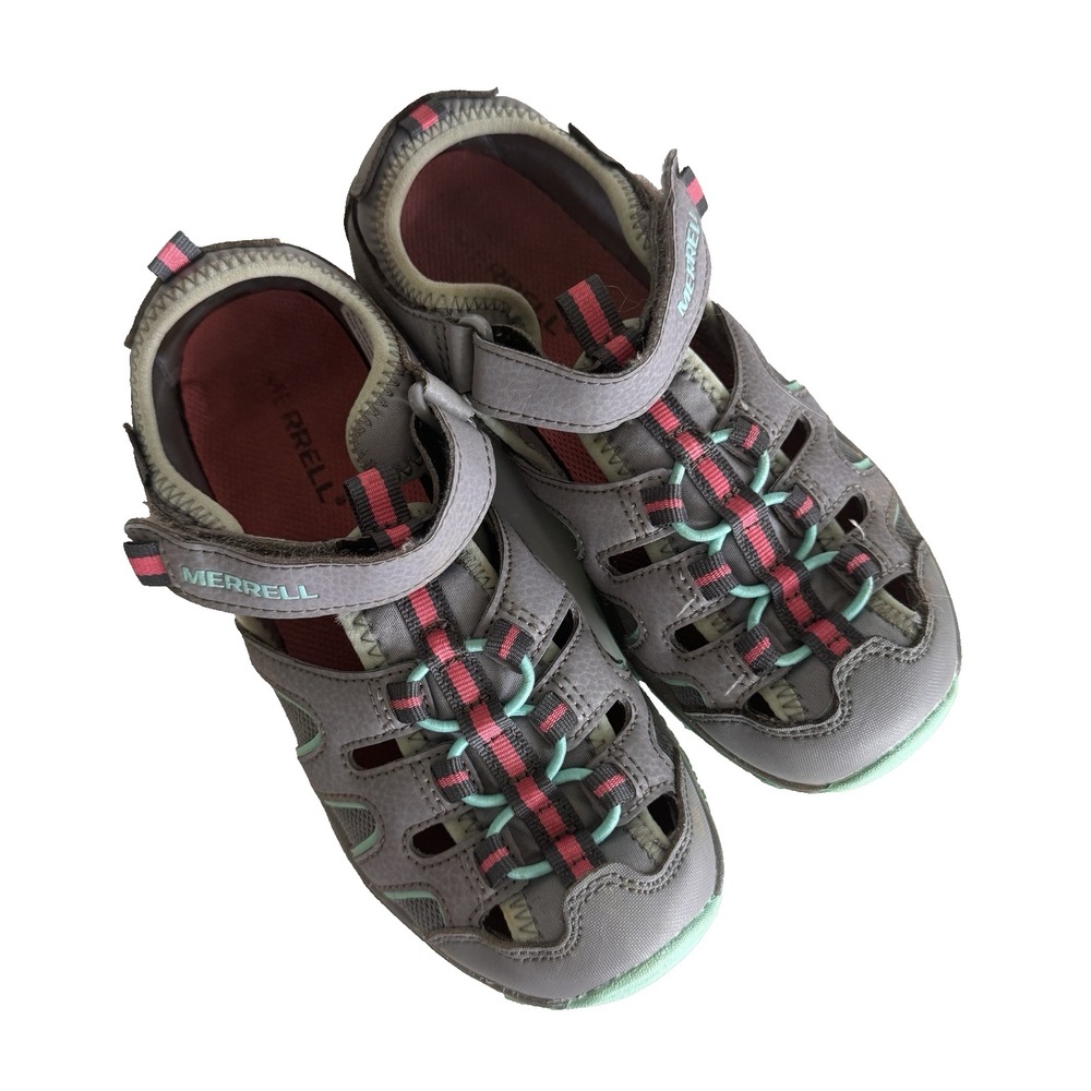 Merrell Hydro H2O Hiker Sandals Girls 3 Hook Loop Gray Pink Outdoors Watersports